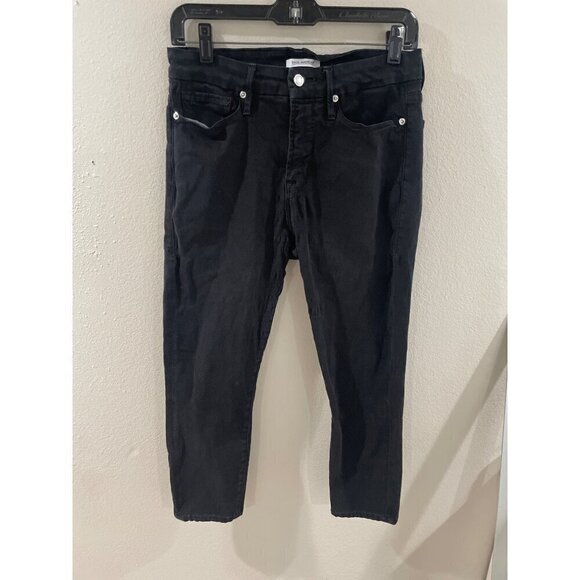 GOOD AMERICAN WOMENS Jeans Black GOOD LEGS CROPPED BLACK COTTON SIZE 10/30 - Picture 1 of 7